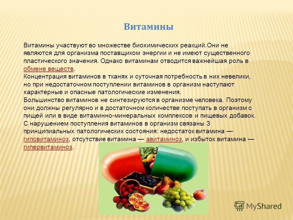 Значение витаминов для организма человека презентация