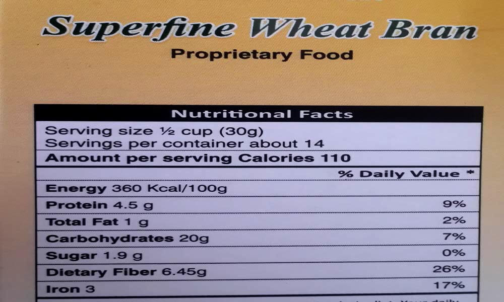 Superfine Wheat Bran Nutritional Values
