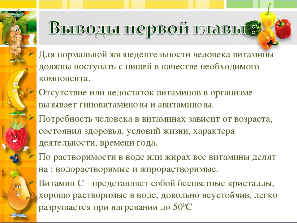 Значение витаминов для организма человека презентация