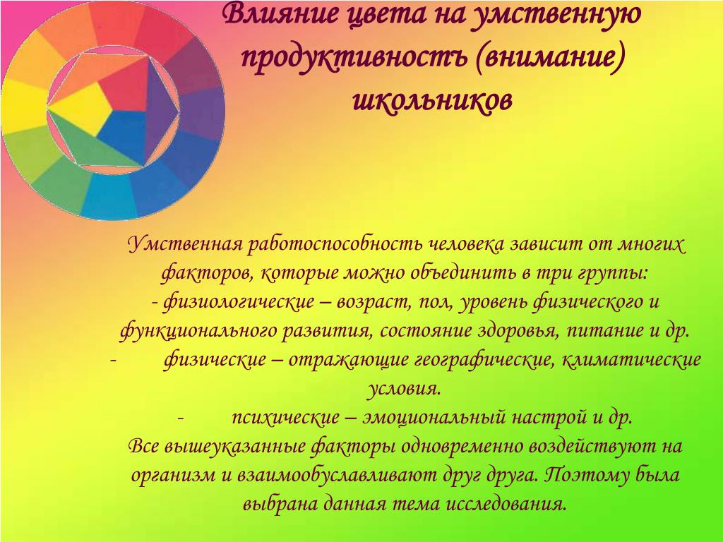 Влияние цветовой гаммы в одежде педагогов на эмоциональное состояние учащихся проект