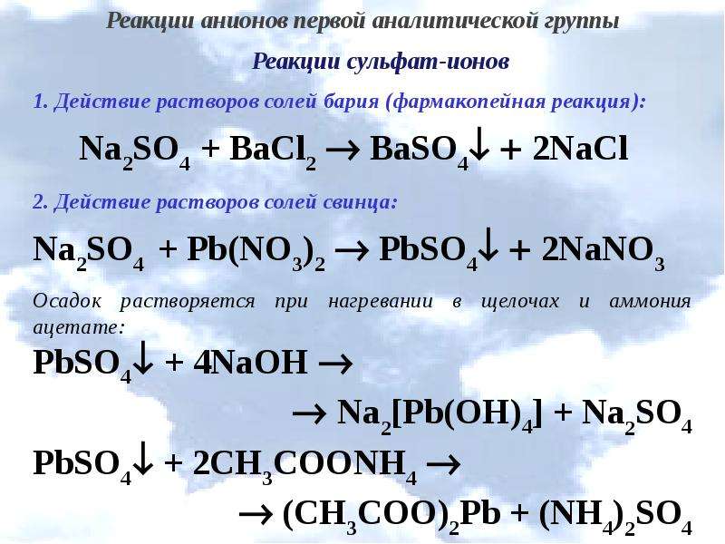 Нитрат свинца формула соли. Качественные реакции на анионы сульфат so42-. Катион кальция сульфат анион -сульфат кальция. Реакции анионов 1 аналитической группы. Качественная реакция на сульфаты.