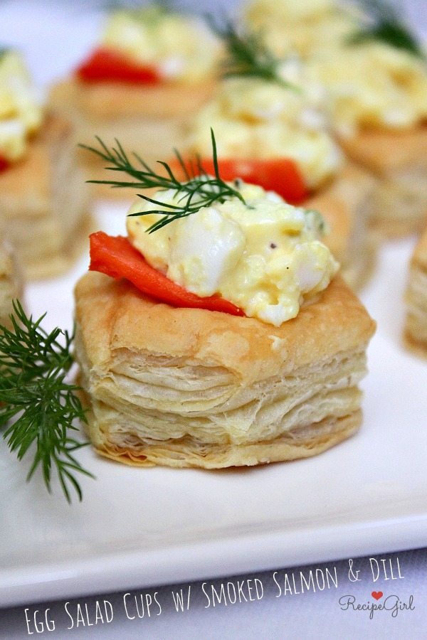 Egg Salad Cups with Smoked Salmon and Dill - #recipe RecipeGirl.com